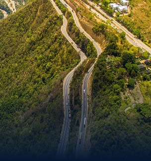 Overhead view of the Via Sumapaz Bogotá-Girardot Highway in Columbia